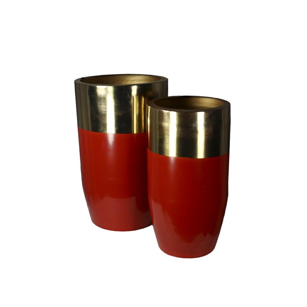 S 2 CACHEPOT ROSSI ORO METALLO